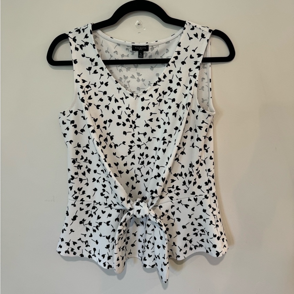 Talbots | Black & White Pattern Top | Size Small Petite